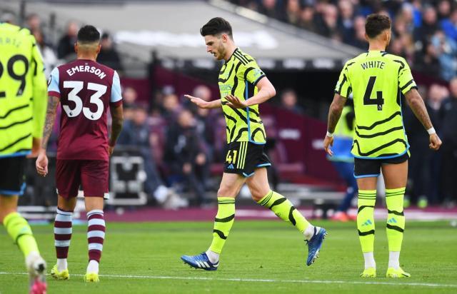 乐鱼体育-【英超】赖斯长波弑旧主，萨卡双响，枪手6-0锤爆铁锤